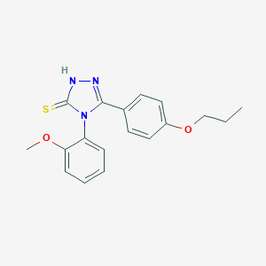 molecular formula C18H19N3O2S B477020 4-(2-methoxyphenyl)-5-(4-propoxyphenyl)-4H-1,2,4-triazol-3-yl hydrosulfide CAS No. 496787-45-2