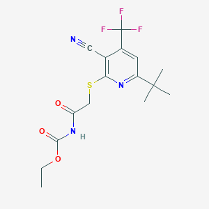 ethyl ({[6-tert-butyl-3-cyano-4-(trifluoromethyl)-2-pyridinyl]thio}acetyl)carbamate