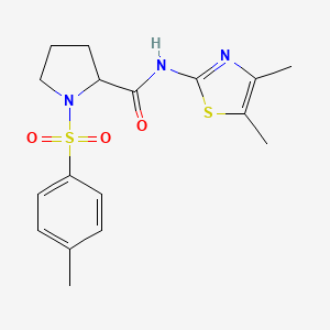 molecular formula C17H21N3O3S2 B4770472 N-(4,5-dimethyl-1,3-thiazol-2-yl)-1-[(4-methylphenyl)sulfonyl]prolinamide 