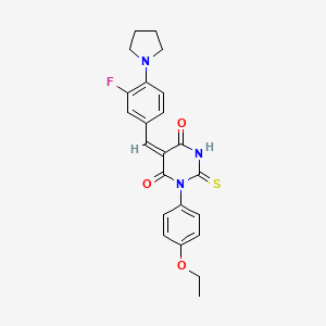 molecular formula C23H22FN3O3S B4770500 1-(4-ethoxyphenyl)-5-[3-fluoro-4-(1-pyrrolidinyl)benzylidene]-2-thioxodihydro-4,6(1H,5H)-pyrimidinedione 