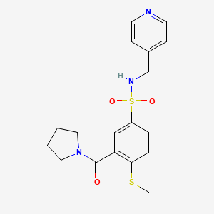 molecular formula C18H21N3O3S2 B4770509 4-(methylthio)-N-(4-pyridinylmethyl)-3-(1-pyrrolidinylcarbonyl)benzenesulfonamide 