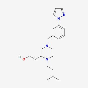 molecular formula C21H32N4O B4770552 2-{1-(3-methylbutyl)-4-[3-(1H-pyrazol-1-yl)benzyl]-2-piperazinyl}ethanol 