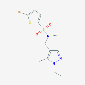 molecular formula C12H16BrN3O2S2 B4770555 5-bromo-N-[(1-ethyl-5-methyl-1H-pyrazol-4-yl)methyl]-N-methyl-2-thiophenesulfonamide 