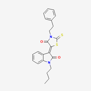 1-butyl-3-[4-oxo-3-(2-phenylethyl)-2-thioxo-1,3-thiazolidin-5-ylidene]-1,3-dihydro-2H-indol-2-one