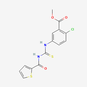 molecular formula C14H11ClN2O3S2 B4770667 methyl 2-chloro-5-({[(2-thienylcarbonyl)amino]carbonothioyl}amino)benzoate 