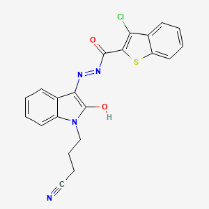 3-chloro-N'-[1-(3-cyanopropyl)-2-oxo-1,2-dihydro-3H-indol-3-ylidene]-1-benzothiophene-2-carbohydrazide