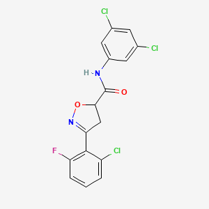 molecular formula C16H10Cl3FN2O2 B4770757 3-(2-chloro-6-fluorophenyl)-N-(3,5-dichlorophenyl)-4,5-dihydro-5-isoxazolecarboxamide 