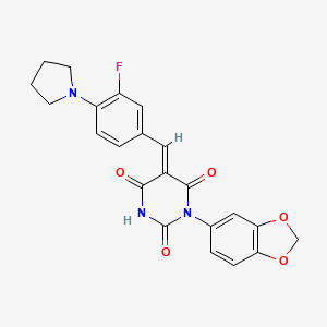 1-(1,3-benzodioxol-5-yl)-5-[3-fluoro-4-(1-pyrrolidinyl)benzylidene]-2,4,6(1H,3H,5H)-pyrimidinetrione