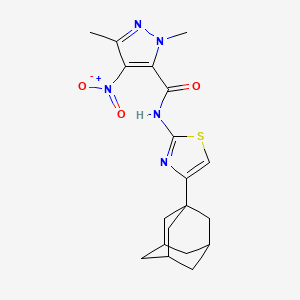 molecular formula C19H23N5O3S B4770793 N-[4-(1-adamantyl)-1,3-thiazol-2-yl]-1,3-dimethyl-4-nitro-1H-pyrazole-5-carboxamide 