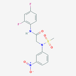 molecular formula C15H13F2N3O5S B4770814 N~1~-(2,4-difluorophenyl)-N~2~-(methylsulfonyl)-N~2~-(3-nitrophenyl)glycinamide 