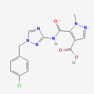 molecular formula C15H13ClN6O3 B4770892 5-({[1-(4-chlorobenzyl)-1H-1,2,4-triazol-3-yl]amino}carbonyl)-1-methyl-1H-pyrazole-4-carboxylic acid 