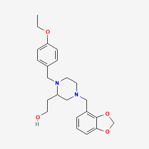 molecular formula C23H30N2O4 B4770907 2-[4-(1,3-benzodioxol-4-ylmethyl)-1-(4-ethoxybenzyl)-2-piperazinyl]ethanol 