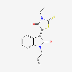 molecular formula C16H14N2O2S2 B4770914 1-allyl-3-(3-ethyl-4-oxo-2-thioxo-1,3-thiazolidin-5-ylidene)-1,3-dihydro-2H-indol-2-one 