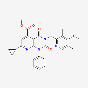 molecular formula C27H26N4O5 B4770922 methyl 7-cyclopropyl-3-[(4-methoxy-3,5-dimethyl-2-pyridinyl)methyl]-2,4-dioxo-1-phenyl-1,2,3,4-tetrahydropyrido[2,3-d]pyrimidine-5-carboxylate 