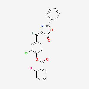 molecular formula C23H13ClFNO4 B4770931 2-chloro-4-[(5-oxo-2-phenyl-1,3-oxazol-4(5H)-ylidene)methyl]phenyl 2-fluorobenzoate 