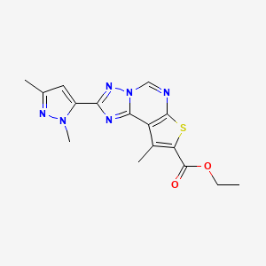 molecular formula C16H16N6O2S B4770933 ethyl 2-(1,3-dimethyl-1H-pyrazol-5-yl)-9-methylthieno[3,2-e][1,2,4]triazolo[1,5-c]pyrimidine-8-carboxylate 