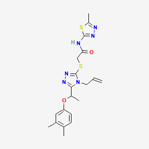molecular formula C20H24N6O2S2 B4770940 2-({4-allyl-5-[1-(3,4-dimethylphenoxy)ethyl]-4H-1,2,4-triazol-3-yl}thio)-N-(5-methyl-1,3,4-thiadiazol-2-yl)acetamide 