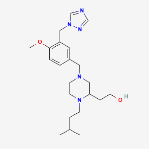 molecular formula C22H35N5O2 B4770948 2-[4-[4-methoxy-3-(1H-1,2,4-triazol-1-ylmethyl)benzyl]-1-(3-methylbutyl)-2-piperazinyl]ethanol 