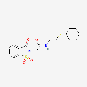molecular formula C17H22N2O4S2 B4770964 N-[2-(cyclohexylthio)ethyl]-2-(1,1-dioxido-3-oxo-1,2-benzisothiazol-2(3H)-yl)acetamide 