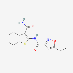 molecular formula C15H17N3O3S B4770986 N-[3-(aminocarbonyl)-4,5,6,7-tetrahydro-1-benzothien-2-yl]-5-ethyl-3-isoxazolecarboxamide 