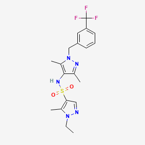 molecular formula C19H22F3N5O2S B4771003 N-{3,5-dimethyl-1-[3-(trifluoromethyl)benzyl]-1H-pyrazol-4-yl}-1-ethyl-5-methyl-1H-pyrazole-4-sulfonamide 