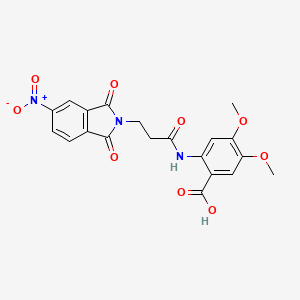 molecular formula C20H17N3O9 B4771025 4,5-dimethoxy-2-{[3-(5-nitro-1,3-dioxo-1,3-dihydro-2H-isoindol-2-yl)propanoyl]amino}benzoic acid 
