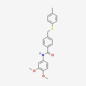 molecular formula C23H23NO3S B4771030 N-(3,4-dimethoxyphenyl)-4-{[(4-methylphenyl)thio]methyl}benzamide 