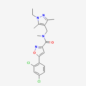 molecular formula C19H20Cl2N4O2 B4771075 5-(2,4-dichlorophenyl)-N-[(1-ethyl-3,5-dimethyl-1H-pyrazol-4-yl)methyl]-N-methyl-3-isoxazolecarboxamide 