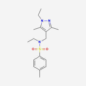 molecular formula C17H25N3O2S B4771125 N-ethyl-N-[(1-ethyl-3,5-dimethyl-1H-pyrazol-4-yl)methyl]-4-methylbenzenesulfonamide 
