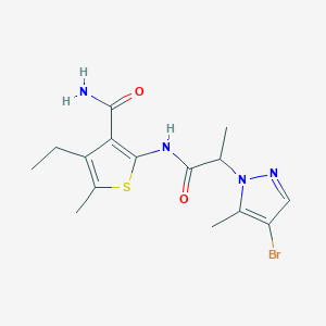molecular formula C15H19BrN4O2S B4771143 2-{[2-(4-bromo-5-methyl-1H-pyrazol-1-yl)propanoyl]amino}-4-ethyl-5-methyl-3-thiophenecarboxamide 