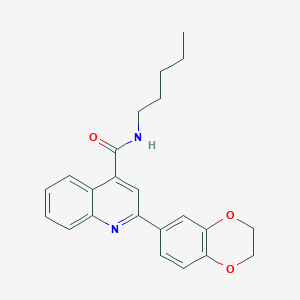 molecular formula C23H24N2O3 B4771147 2-(2,3-dihydro-1,4-benzodioxin-6-yl)-N-pentyl-4-quinolinecarboxamide 