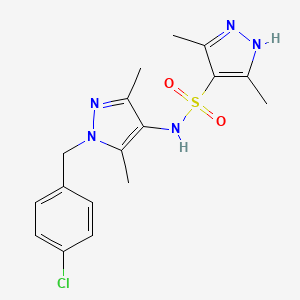 molecular formula C17H20ClN5O2S B4771164 N-[1-(4-chlorobenzyl)-3,5-dimethyl-1H-pyrazol-4-yl]-3,5-dimethyl-1H-pyrazole-4-sulfonamide 