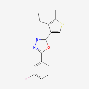 molecular formula C15H13FN2OS B4771168 2-(4-ethyl-5-methyl-3-thienyl)-5-(3-fluorophenyl)-1,3,4-oxadiazole 