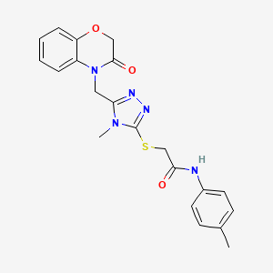 molecular formula C21H21N5O3S B4771198 2-({4-methyl-5-[(3-oxo-2,3-dihydro-4H-1,4-benzoxazin-4-yl)methyl]-4H-1,2,4-triazol-3-yl}thio)-N-(4-methylphenyl)acetamide 