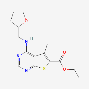 molecular formula C15H19N3O3S B4771268 ethyl 5-methyl-4-[(tetrahydro-2-furanylmethyl)amino]thieno[2,3-d]pyrimidine-6-carboxylate 