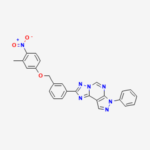 molecular formula C26H19N7O3 B4771322 2-{3-[(3-methyl-4-nitrophenoxy)methyl]phenyl}-7-phenyl-7H-pyrazolo[4,3-e][1,2,4]triazolo[1,5-c]pyrimidine 
