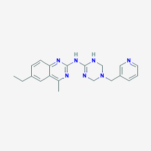 molecular formula C20H23N7 B4771329 6-ethyl-4-methyl-N-[5-(3-pyridinylmethyl)-1,4,5,6-tetrahydro-1,3,5-triazin-2-yl]-2-quinazolinamine 
