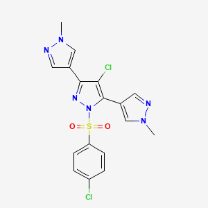 molecular formula C17H14Cl2N6O2S B4771338 4'-chloro-1'-[(4-chlorophenyl)sulfonyl]-1,1''-dimethyl-1H,1'H,1''H-4,3':5',4''-terpyrazole 