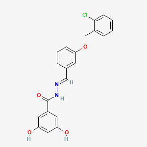 molecular formula C21H17ClN2O4 B4771341 N'-{3-[(2-chlorobenzyl)oxy]benzylidene}-3,5-dihydroxybenzohydrazide 