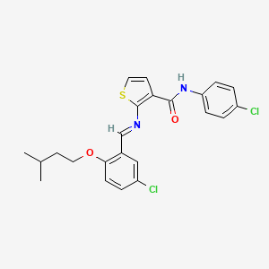 molecular formula C23H22Cl2N2O2S B4771411 2-{[5-chloro-2-(3-methylbutoxy)benzylidene]amino}-N-(4-chlorophenyl)-3-thiophenecarboxamide 