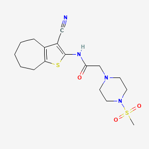 molecular formula C17H24N4O3S2 B4771537 N-(3-cyano-5,6,7,8-tetrahydro-4H-cyclohepta[b]thien-2-yl)-2-[4-(methylsulfonyl)-1-piperazinyl]acetamide 