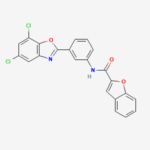 molecular formula C22H12Cl2N2O3 B4771556 N-[3-(5,7-dichloro-1,3-benzoxazol-2-yl)phenyl]-1-benzofuran-2-carboxamide 