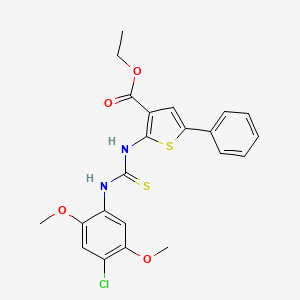 molecular formula C22H21ClN2O4S2 B4771584 ethyl 2-({[(4-chloro-2,5-dimethoxyphenyl)amino]carbonothioyl}amino)-5-phenyl-3-thiophenecarboxylate 