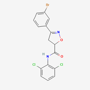 molecular formula C16H11BrCl2N2O2 B4771590 3-(3-bromophenyl)-N-(2,6-dichlorophenyl)-4,5-dihydro-5-isoxazolecarboxamide 