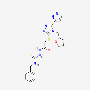 molecular formula C21H26N8O2S2 B4771623 N-benzyl-2-({[5-(1-methyl-1H-pyrazol-3-yl)-4-(tetrahydro-2-furanylmethyl)-4H-1,2,4-triazol-3-yl]thio}acetyl)hydrazinecarbothioamide 