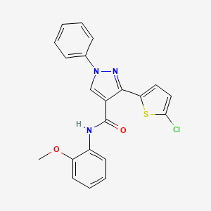 molecular formula C21H16ClN3O2S B4771626 3-(5-chloro-2-thienyl)-N-(2-methoxyphenyl)-1-phenyl-1H-pyrazole-4-carboxamide 