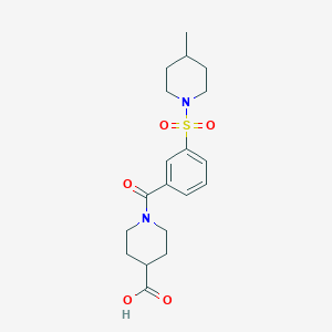 molecular formula C19H26N2O5S B4771650 1-{3-[(4-methyl-1-piperidinyl)sulfonyl]benzoyl}-4-piperidinecarboxylic acid 
