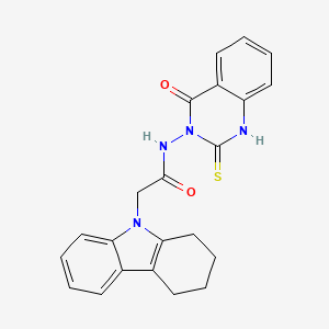 molecular formula C22H20N4O2S B4771699 N-(2-mercapto-4-oxo-3(4H)-quinazolinyl)-2-(1,2,3,4-tetrahydro-9H-carbazol-9-yl)acetamide 