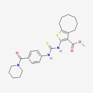 molecular formula C25H31N3O3S2 B4771711 methyl 2-[({[4-(1-piperidinylcarbonyl)phenyl]amino}carbonothioyl)amino]-4,5,6,7,8,9-hexahydrocycloocta[b]thiophene-3-carboxylate 