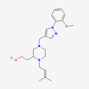 molecular formula C22H32N4O2 B4771713 2-[4-{[1-(2-methoxyphenyl)-1H-pyrazol-4-yl]methyl}-1-(3-methyl-2-buten-1-yl)-2-piperazinyl]ethanol 